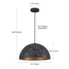 LLHZSY 1-Light Industrial Antique Black Dome Pendant Ceiling Light Fixture For Kitchen Island Dining Room- 15 7/10" W x 8 1/2" H - 3 of 4