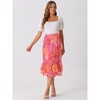 INSPIRE CHIC Women's Chiffon Elastic Waist Ruffle Tiered Flowy Midi Floral Printed Skirts - 3 of 4