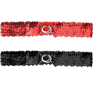 Allegra K Women's Halloween Skinny Stretchy Waist Belts Sequins Decor Slim Elastic Belts 2 Pcs - 1 of 4