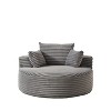 Grungis Round Corduroy Sponge Single Sofa with Back Cushion & Pillows,Fluffy Modern Sleeper Chair for Living Room & Bedroom - 3 of 4