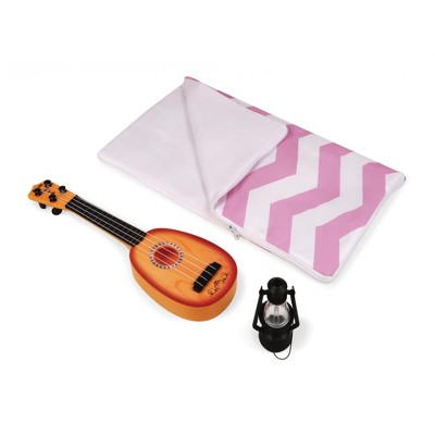 Lavender and White Chevron Doll Camping Set with Accessories