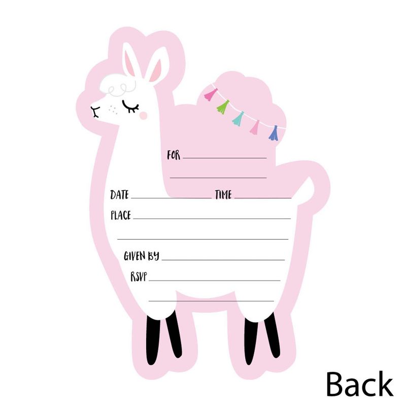Big Dot of Happiness Whole Llama Fun - Shaped Fill-In Invites - Llama Fiesta Baby Shower or Birthday Party Invite Cards with Envelopes - Set of 12, 3 of 8