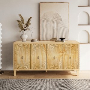Retro Sideboard Buffet, Rectangular Storage Cabinet With Adjustable Shelves And 4 Doors, Large Sideboard Cabinet For Hallway, Entryway, Living Room - 1 of 4