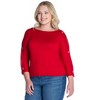 24seven Comfort Apparel Womens Three Quarter Sleeve Boatneck Cold Shoulder Plus Size Top - image 2 of 4