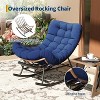 Rocking Chair with Extendable Footrest & Detachable Cushion, Large Royal Rattan Nursery Rocking Chair for Porch Lawn Bedroom Living Room - 3 of 4