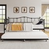 WhizMax Metal Daybed with Trundle Bed, Twin Size Day Bed with Steel Slat Support, Daybed and Roll Out Trundle, Metal Sofa Day Bed - 3 of 4