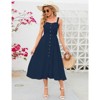 YesFashion Women's Casual Summer Dress Spaghetti Strap Button Down Sleeveless Dress A-Line Beach Swing Midi Sundress - 3 of 4