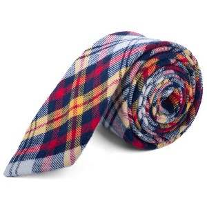 Men's Checkered 2.75 Inch Wide And 57 Inch Long 100% Cotton Neckties - 1 of 3