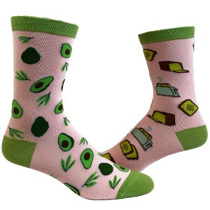 Crazy Dog T-Shirts Women's Avocado Toast Socks Funny Millenial Breakfast Bread Graphic Novelty Footwear - 1 of 4