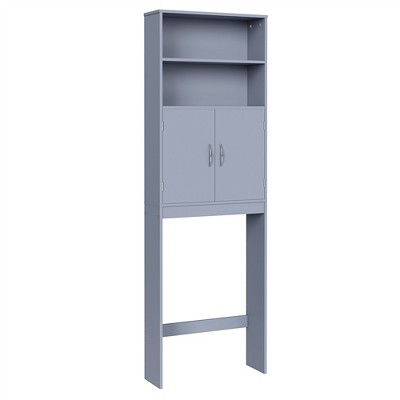 Yaheetech Free Standing Over the Toilet Storage with Doors and Open Shelves