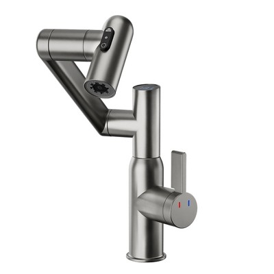 PAGED Bathroom Faucet Rotary Bathroom Sink Faucet with Spray Function and Temperature Display, Faucet for Bathroom Sink