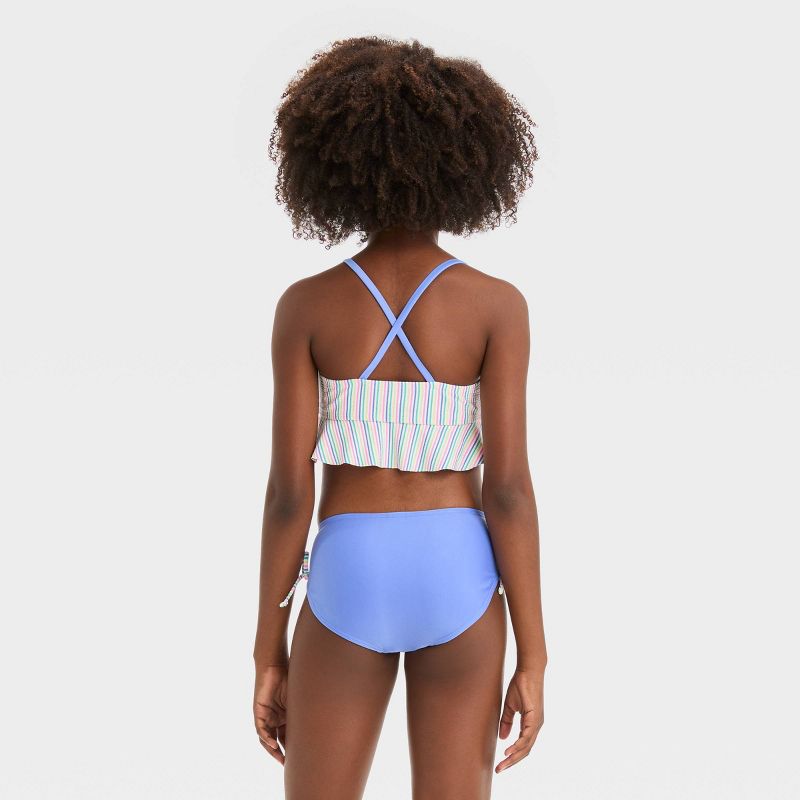  Girls' Seersucker Striped Midkini Set - Cat & Jack™ Blue, 4 of 5