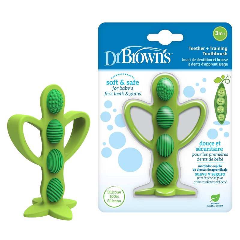 Dr. Brown&#39;s Peapod Teether &#38; Training Toothbrush - Soft &#38; Safe Silicone - 3m+, 1 of 10