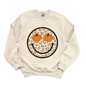 Simply Sage Market Pumpkin Leopard Smiley Sweatshirt - 1 of 4