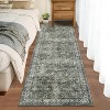 2x6 Green/Brown Washable Runner Rug, Vintage Floral Distressed Carpet, Stain-Resistant Non-Slip Low Pile Floor Cover for Hallway, Laundry, Bedroom - 4 of 4