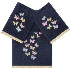 Linum Home Textiles 100% Turkish Cotton MARIPOSA Embellished Towel Set - 1 of 4