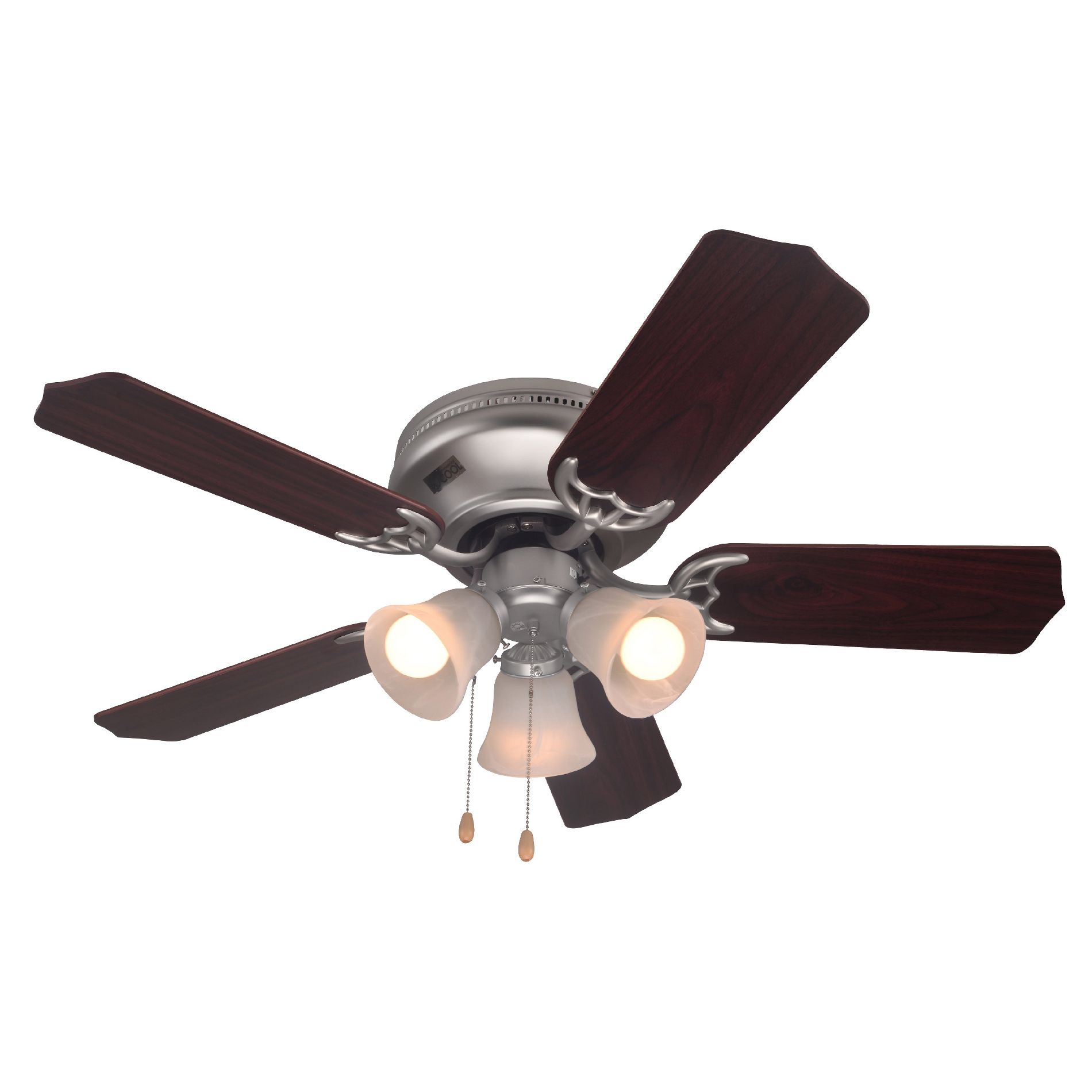 COMMERCIAL COOL Ceiling Fan 42" with 5 Reversible Dual Finish Blades, Dark Walnut and Golden Oak