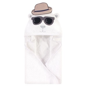 Hudson Baby Infant Boy Cotton Animal Hooded Towel, Handsome Bear, One Size - 1 of 2