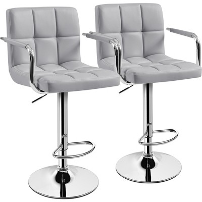 Yaheetech 2pcs Swivel Adjustable Bar Stools with Large Steel Pedestal Base for Bar Counter