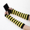 Allegra K Women's Stripe Print Knitted Fingerless Elbow Length Gloves Warmers One Size 1 Pair - 4 of 4