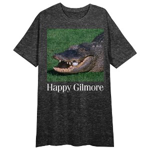 Happy Gilmore Crocodile With Golf Ball Crew Neck Short Sleeve Women's Black Heather Night Shirt - 1 of 2