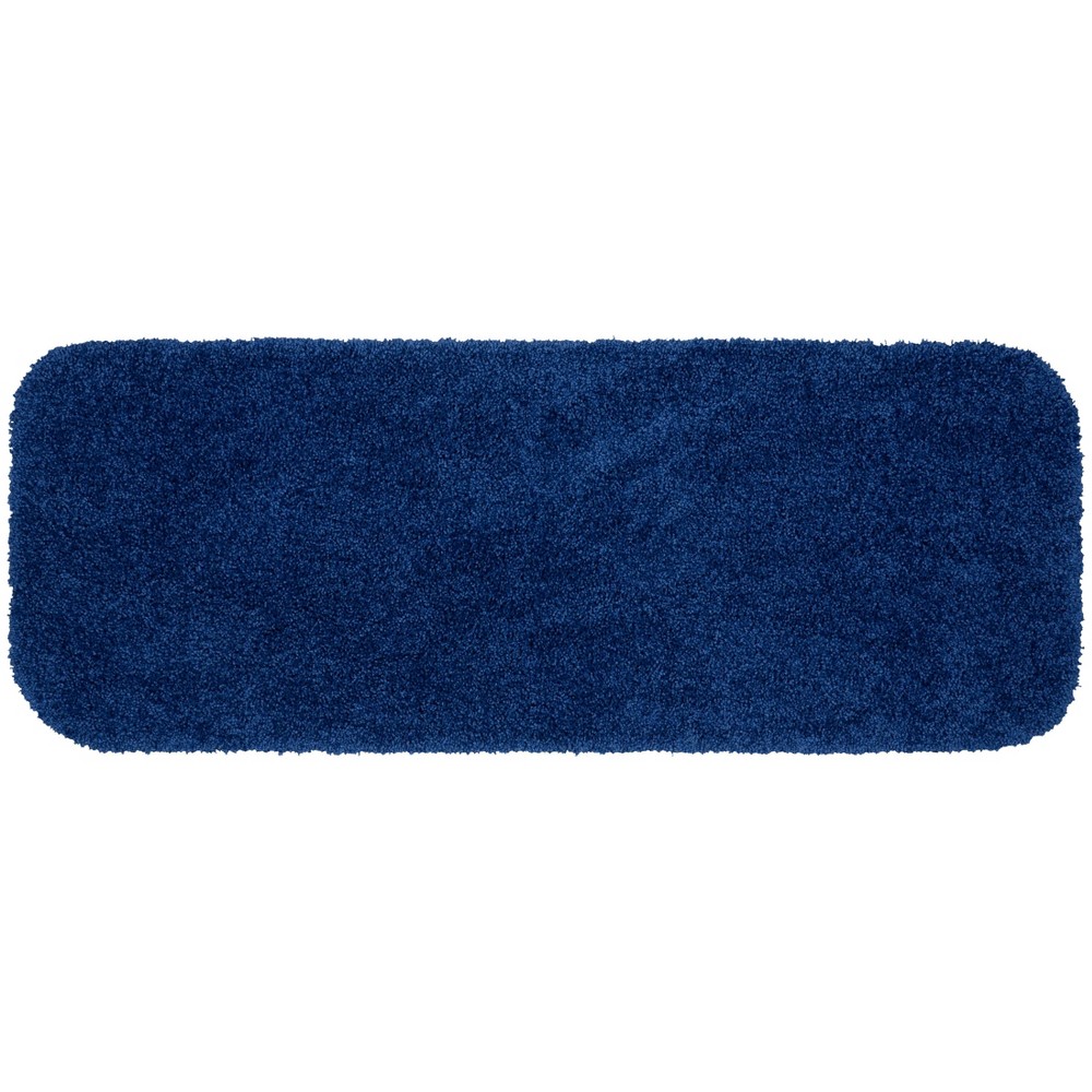 Photos - Bath Mat 22"x60" Serendipity Shaggy Nylon Washable Bathroom Rug Set Navy - Garland Rug