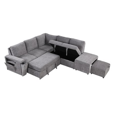 NicBex Modular 90.6" L Shape Sectional Sofa Sleeper Couch Set with Storage Space for Living Room