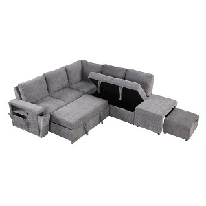NicBex Modular 90.6" L Shape Sectional Sofa Sleeper Couch Set with Storage Space for Living Room - 1 of 4