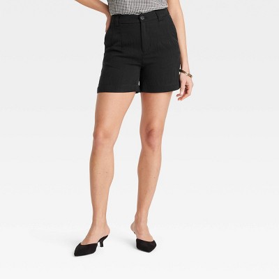 Women's High-Rise Flat-Front Chino Shorts - A New Day™ Black 10