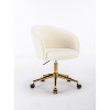 Vynxaria Modern Accent Chair with Golden Base for Vanity or Office - White/Black/Pink - 4 of 4