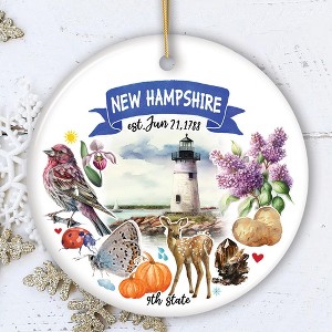 Artistic New Hampshire State Themes and Landmarks Christmas Ornament| OrnamentallyYou - 1 of 4