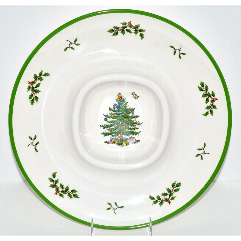 Spode Christmas Tree Melamine Chip and Dip, 14 Inch, 4 of 5