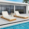 Christopher Knight Home Alfred Outdoor Acacia Wood Adjustable Chaise Lounge with 3-Fold Water-Resistant Cushion (Set of 2) - 2 of 4