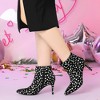 Allegra K Women's Polka Dots Pointed Toe Side Zip Stiletto High Heel Ankle Boots - 2 of 4