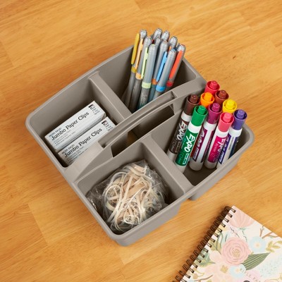 Stackable Gray Plastic 4-Compartment Kids Caddy, 6-Pack