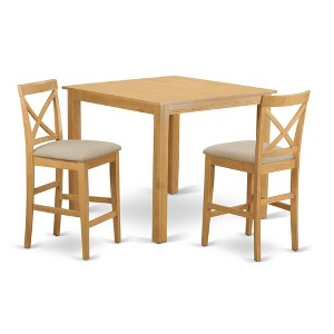 East West Furniture,3 Pc counter height pub set - Dining Table and 2 counter height Dining chair. - 1 of 3