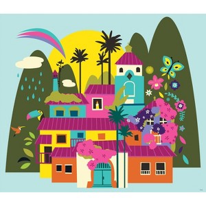 Encanto Casa Madrigal Kids' Tapestry Black/Pink/Blue - RoomMates: Self-Adhesive Wall Mural, Polyester, 60"x52" - 1 of 4