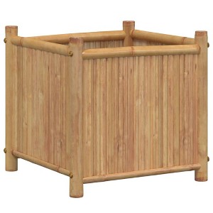vidaXL Planter Raised Garden Bed Flower Pot Plant Stand Outdoor Balcony Bamboo - 15.7" x 15.7" x 15.7" - 1 of 4