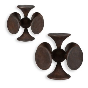 Uttermost Balanced Harmony Dark Wooden Sculptures – Set of 2 Modern Abstract Accents, 10-Inch Geometric Design - 1 of 4