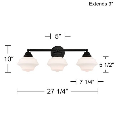 Astrid Black Metal 3-Light Vanity Fixture with Opal Glass Shades