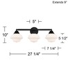 Possini Euro Design Astrid Modern Wall Light Black Metal Hardwire 27 1/4" 3-Light Fixture Opal White Glass Shade for Bedroom Bathroom Living Room - 4 of 4