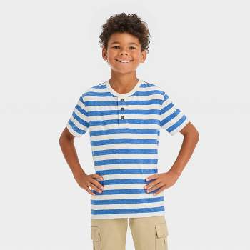 Boys' Short Sleeve Striped Henley Shirt - Cat & Jack™