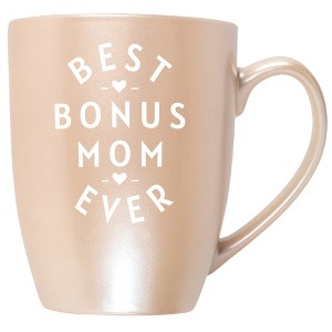 Elanze Designs Best Bonus Mom Ever Precious Pearl 10 ounce New Bone China Coffee Cup Mug - 1 of 4