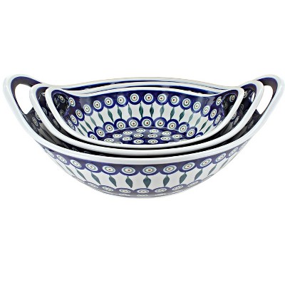 Blue Rose Polish Pottery 1347-1813-1814 Zaklady Bowl Set