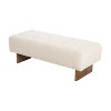 Dexmalle Rectangular Upholstered Tufted Linen Fabric Ottoman Bench, Solid Wood Legs, Beige - 3 of 4