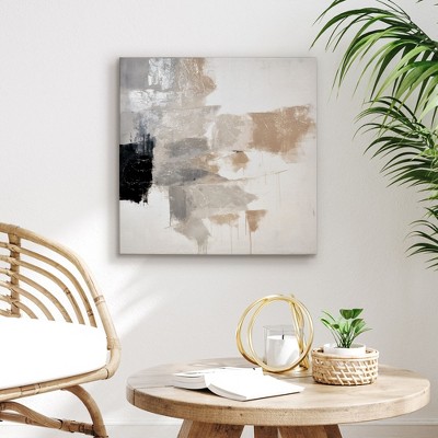 Americanflat Canvas Wall Art with Hand-Painted Accents - Gallery Wrap - Abstract Wall Art - Black, White, Grey, Beige and Cream