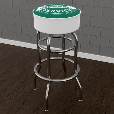 White Metal Swivel Bar Stool with Foam Padding