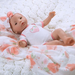 Paradise Galleries Newborn Baby Doll 16 inch Reborn Preemie, Swaddlers: Peach Blossom, Safety Tested for 3+, 4-Piece Set - 1 of 4