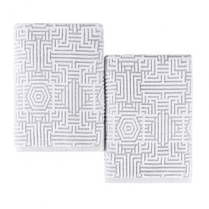 Cotton Modern Geometric Jacquard Soft Highly-Absorbent Bath Sheet Set of 2 by Blue Nile Mills - 1 of 4