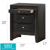 HomeStock Black Nightstand 28x23x17 Contemporary Bedside Table with Three Drawers, Sleek Storage Solution for Modern Bedroom Decor - 2 of 4